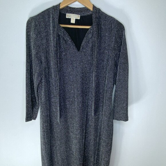 Michael Kors Black and Silver Midi Dress - Picture 1 of 9